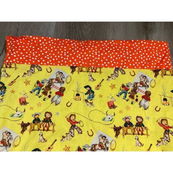 Vintage Western Rodeo Cowboy Yellow Cotton Pillowcase Kids 80s 90s - Picture 7 of 8